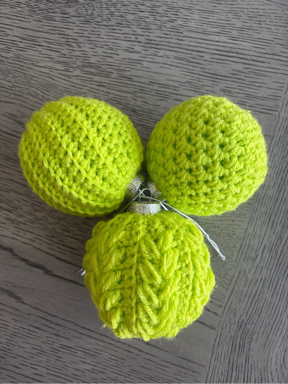 Handcrafted Lime Green Crochet Holiday Ornaments - Set of 3